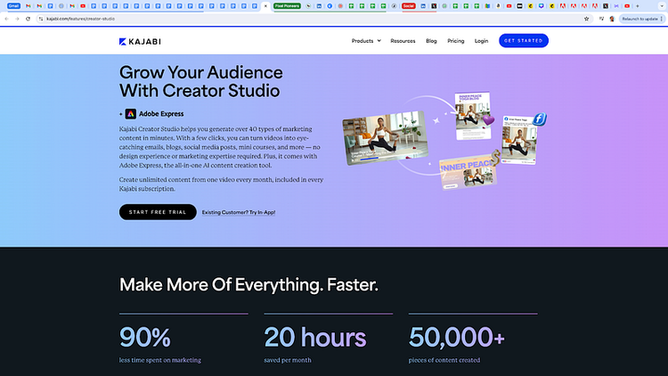 ︎Built-in Adobe Express editing tools make it easier and faster for users of Kajabi Creator Studio to build and grow their brand.
