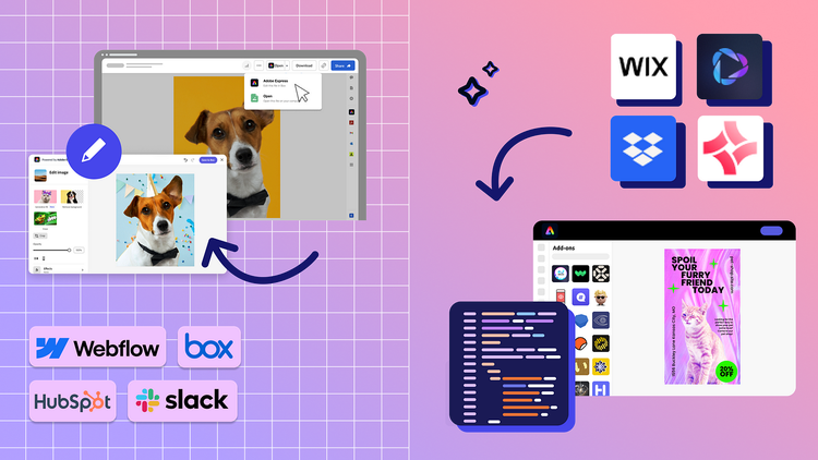 Partners and developers can build integrations and add-ons for Adobe Express