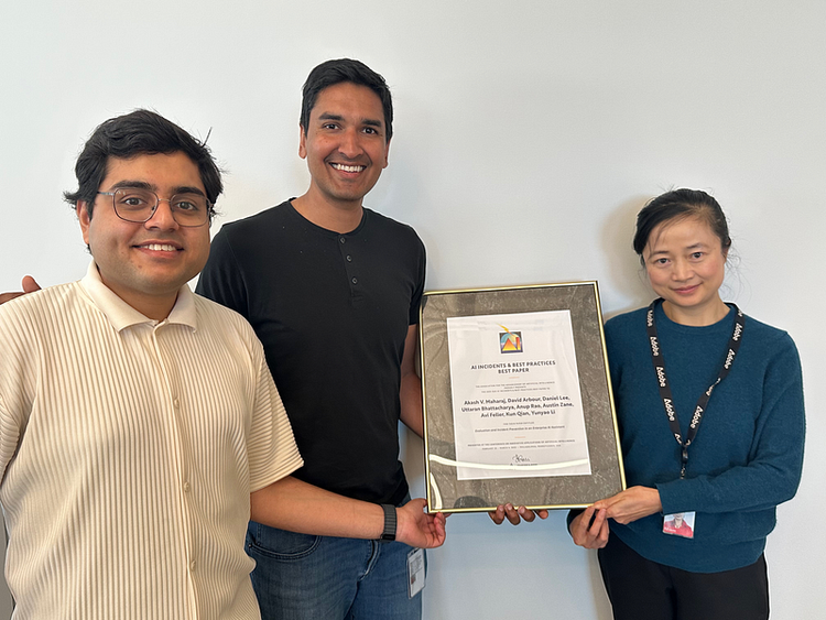 ︎Some authors of the paper displaying the DSRI AI Incidents and Best Practices Paper Award won at the 39th Annual AAAI Conference on Artificial Intelligence.